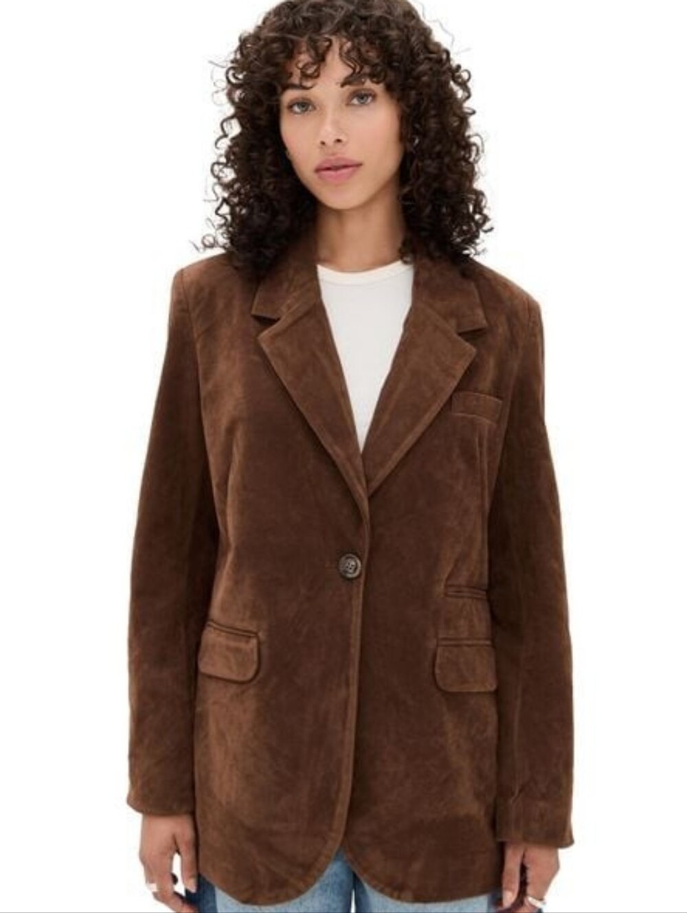 Free People We The Free Paper Cut Vegan Suede Blazer – Brown – Size Small – NWT